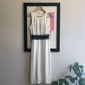 white midi dress with cute back, slits details